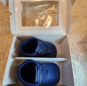 Freshly Picked Navy Blue Infant Moccasins